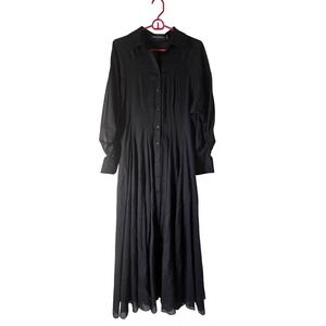 Brandon Maxwell The Virginia Gathered Cotton-Voile Midi Shirt Dress L-XL Luxury